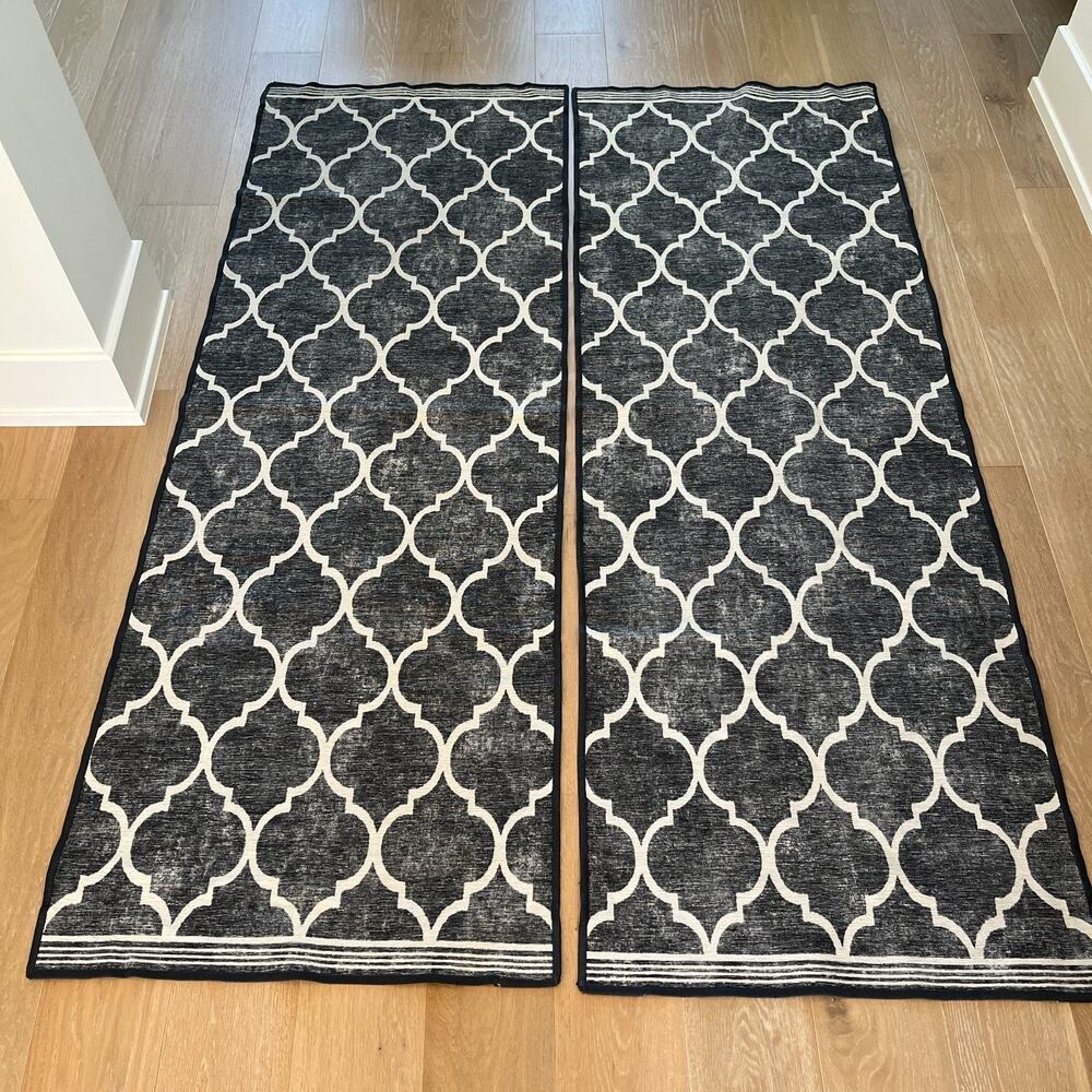 Ruggable Terali Ash Black (Dark Gray) 2 Runner Rugs 2.5' x 7' Flatwoven